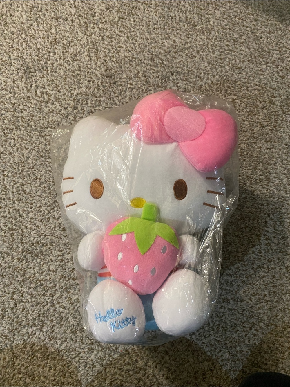 Hello Kitty White & Pink Plush with Green-Top Strawberry